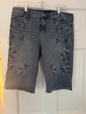 Bandolier Embroidered Denim Bermuda Shorts